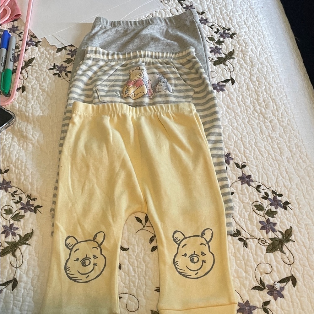 Disney Gray and Yellow Winnie the Pooh Kids Bottoms